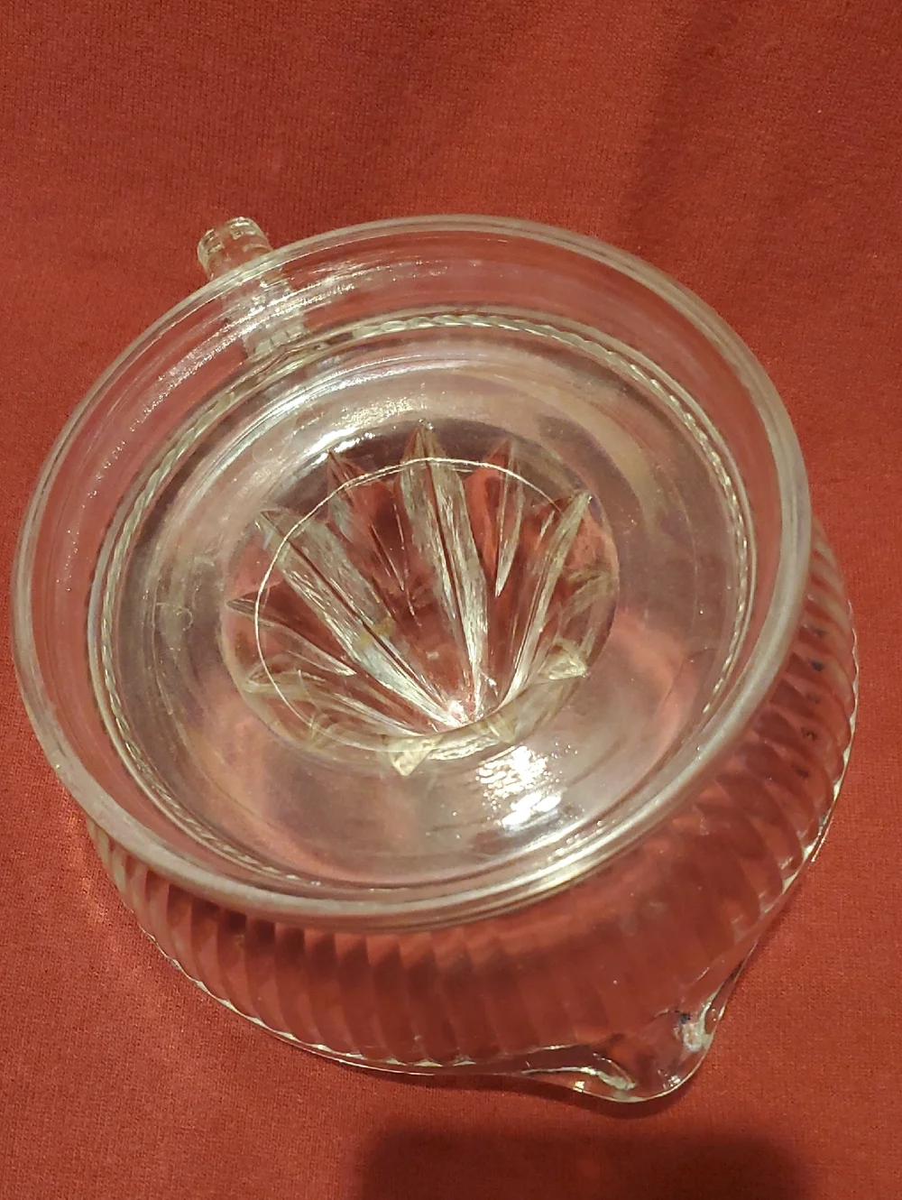 Clear Glass Citrus Juicer with Ribbed Design